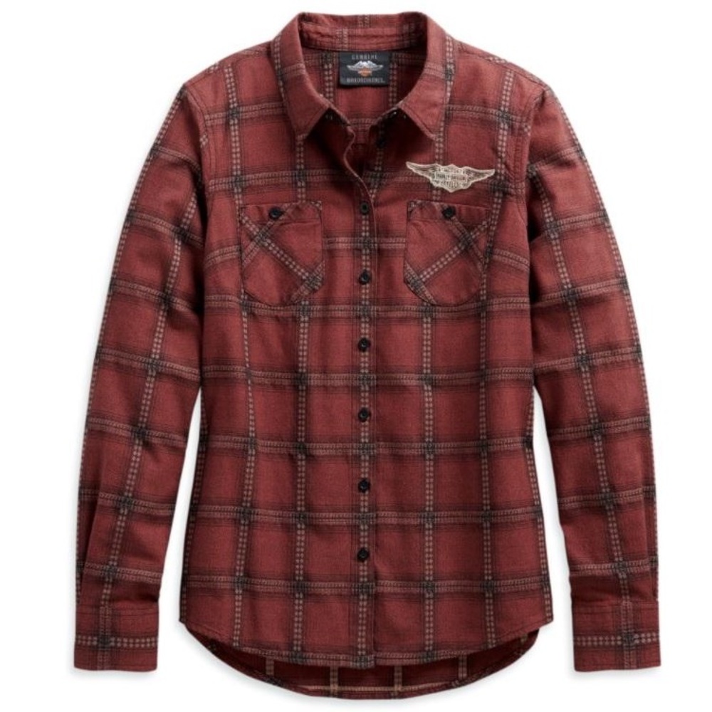 Harley-Davidson® Women's Script Font Plaid Shirt Size S